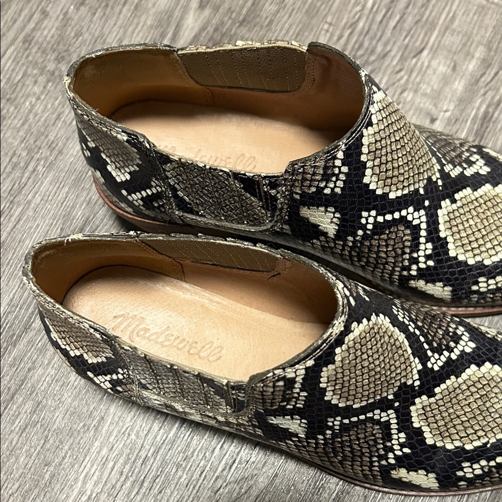 Madewell Snakeskin Leather Ankle Boots Size 7 Western Block Heel Booties - Picture 4 of 7